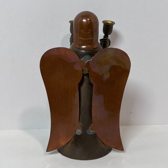 Brass and Copper Angel Candle Holder 6" Christian VTG 70's Taper Candlestick - Picture 7 of 13